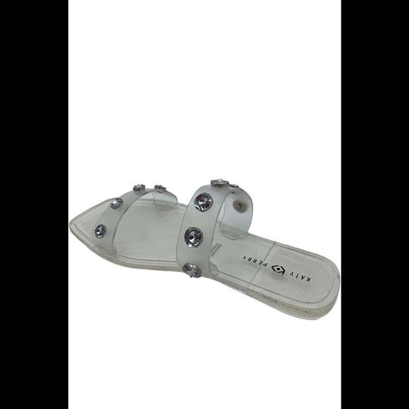 Katy Perry Embellished Square Toe Slide Sandals The Geli Clear - Medium - Picture 3 of 3